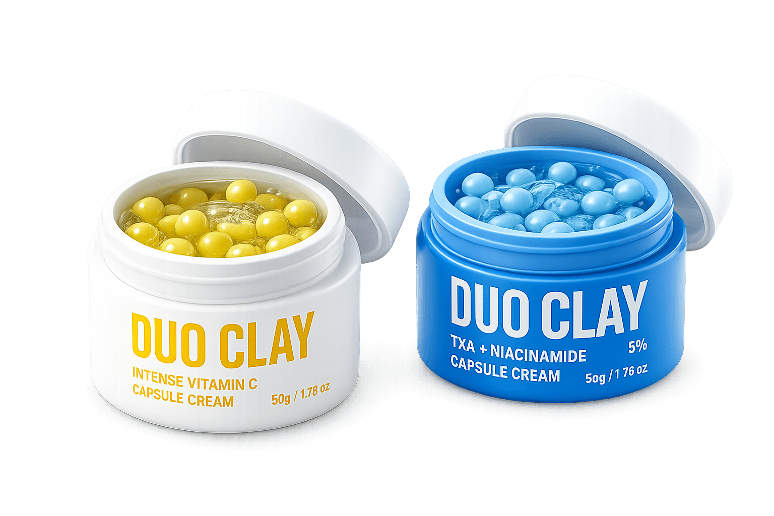 DUO CLAY Vitamin C and TXA Niacinamide capsule creams
