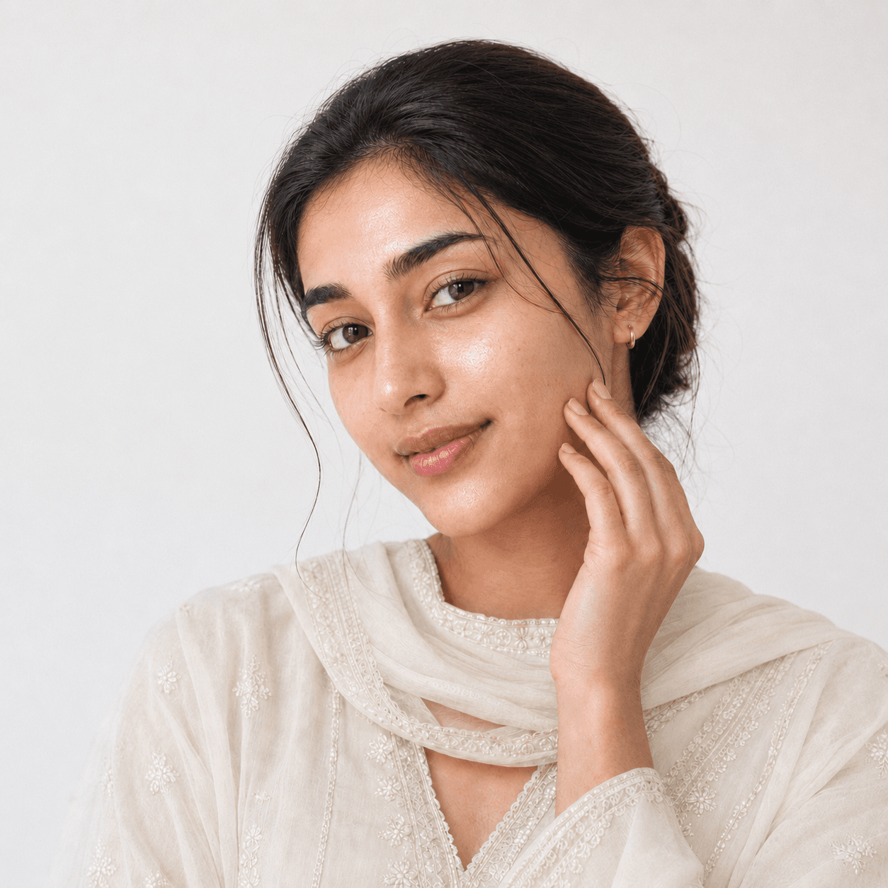 Fresh glowing skin after using Duo Clay capsule cream